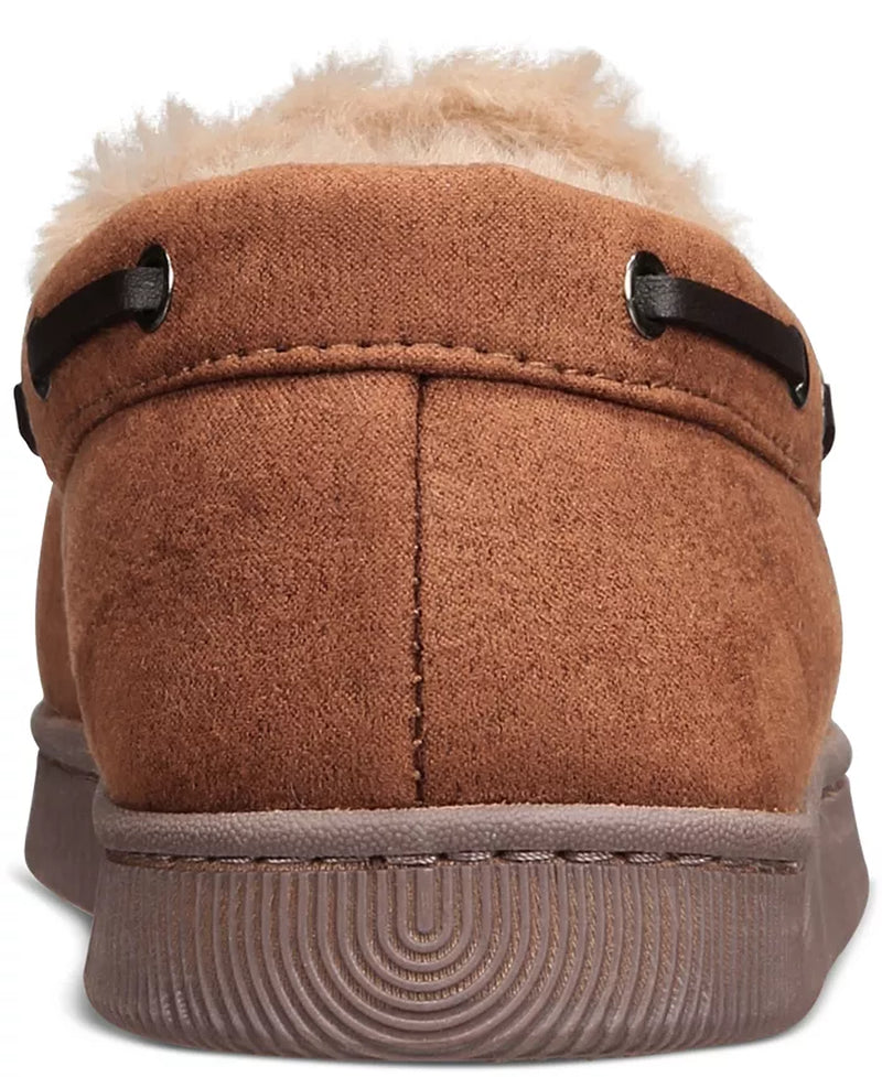 Men'S Faux-Suede Moccasin Slippers with Faux-Fur Lining, Created for Macy'S