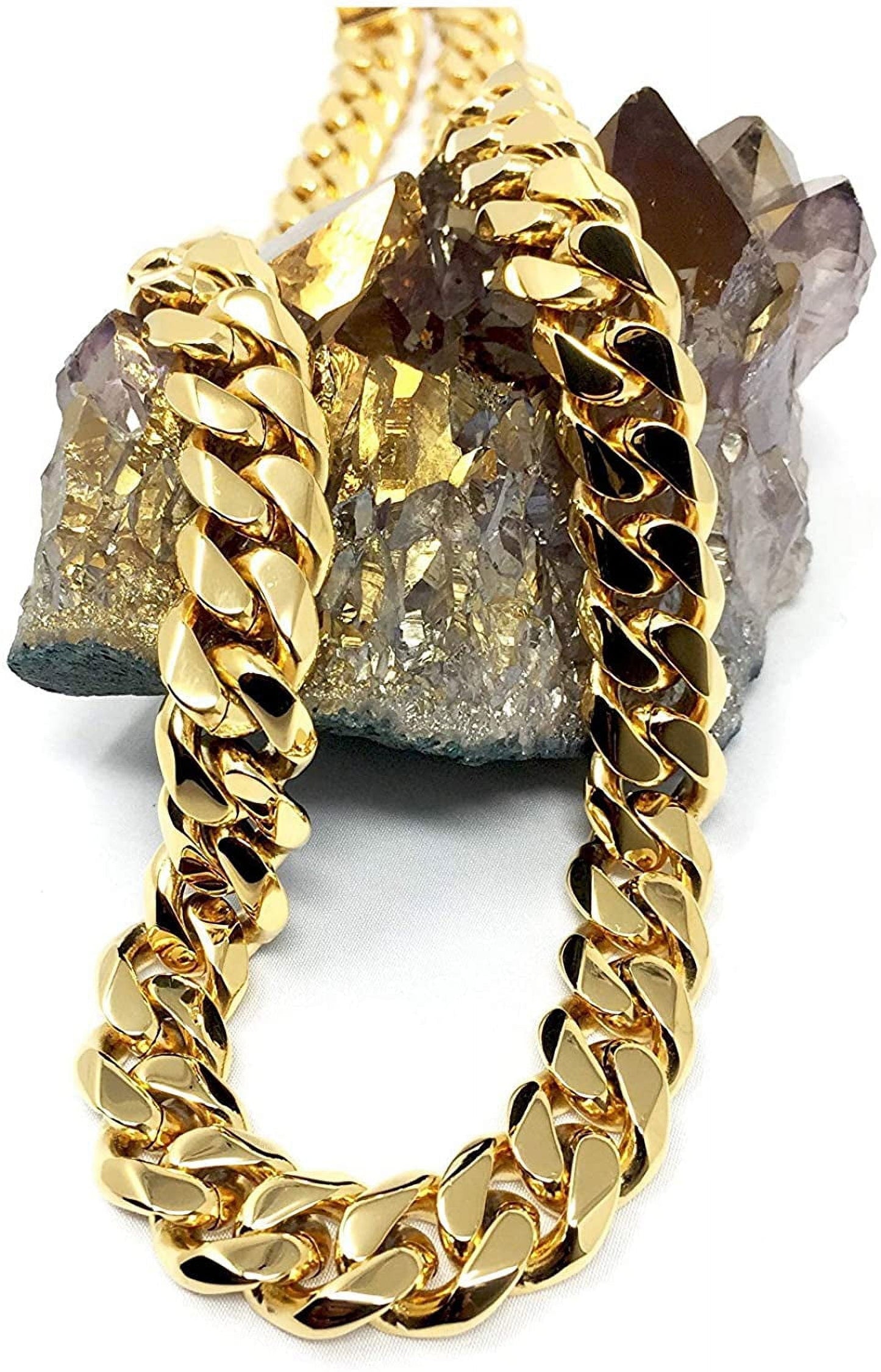 14MM Gold Filled Chain 14K Miami Cuban Link Curb Necklace for Men Boys Fathers Husband Perfect Gift Hip Hop Rapper Chain