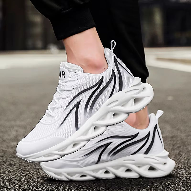 Fashion Running Shoes for Men Breathable Sneakers Knit Athletic Blade Cushioning Jogging Trainers Lightweight Sports Shoes Man